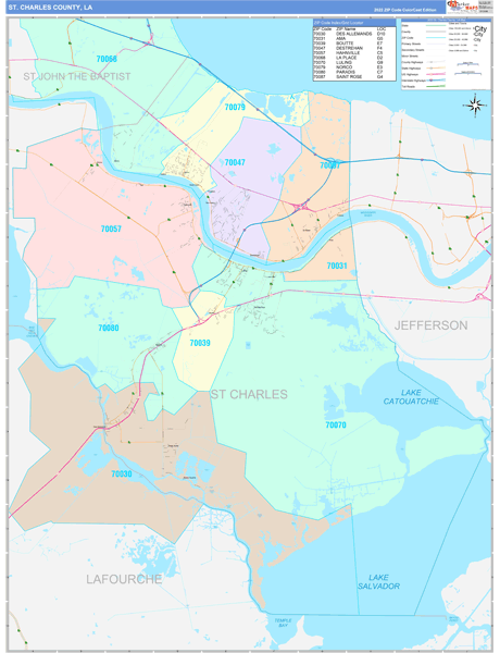 St. Charles Parish (County), LA Wall Map